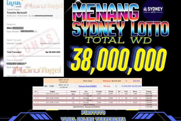 Bukti Kemenangan Permainan Togel Pasaran Sydneylotto Di Situs PIROTOTO Untuk Akun Gaxxxxx7